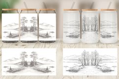 Line Art Watercolor Landscape Glass Can Wraps Product Image 6