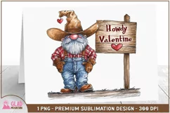 Cowboy Valentine Gnome png, Western Howdy Valentine Gnome Product Image 2