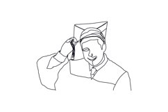 Linear drawing graduate man from school design Product Image 1