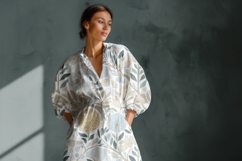 Long Sleeve Maxi Dress Mockup, Seamless Pattern Preview PSD Product Image 8