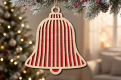 Lines Christmas Bell Ornament SVG Laser Cut File Product Image 1