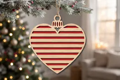 Lines Heart Christmas Ornament SVG Lasur Cut File Product Image 1