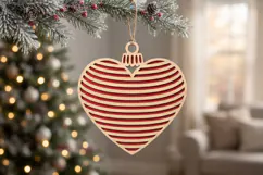 Lines Heart Christmas Ornament, SVG Cut File Product Image 2