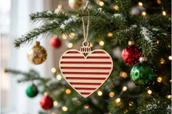 Lines Heart Christmas Ornament SVG Lasur Cut File Product Image 2