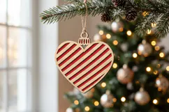 Lines Heart Christmas Ornament SVG Cut File Product Image 2