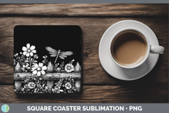 GorgeousLinocut Cottage Square Coaster design.