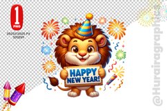 Happy New Year Clipart - Lion PNG File Product Image 1