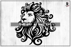 Curly Lion Portrait SVG, Safari Wild Animal Cut file DXF Product Image 1