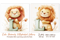 Cute Lion, Baby Animal Alphabet Letters ABC Printable cards Product Image 1