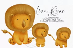 Hand Drawn Lion clipart in 3 poses PNG Plus Free Mini Party Product Image 1