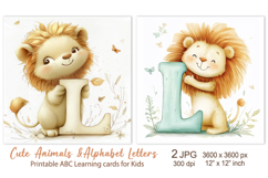 Cute Lion, Baby Animal Alphabet Letters ABC Printable cards Product Image 1
