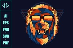 Lion angry colorful wearing a eyeglasses vector illustration Product Image 3