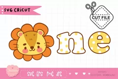 Lion SVG happy birthday 1 year old kawaii clipart Product Image 1