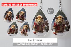 Earring teardrop sublimation design Lion Christmas Product Image 1