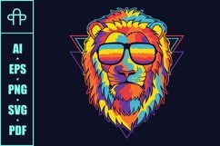 Lion colorful wearing a eyeglasses vector illustration Product Image 3