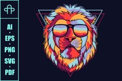 Lion cool colorful wearing a eyeglasses vector illustration Product Image 3
