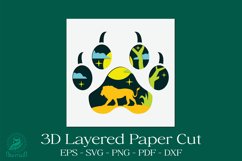 Lion Footprint 3D Layered Papercut SVG Product Image 2