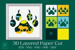 Lion Footprint 3D Layered Papercut SVG Product Image 1