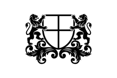 Heraldic Lions Rampant Holding Empty Shield with Ornate Product Image 1
