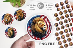 Lion 4th of July Sticker Product Image 1