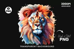 Watercolor Lion Sublimation PNG 
