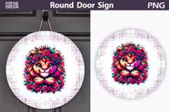 Lion Floral Round Sign | Mothers Day Sublimation Product Image 1