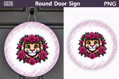 Lion Floral Round Sign | Mothers Day Sublimation Product Image 1