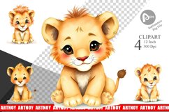 Watercolor Clipart Lion Wildlife Product Image 1