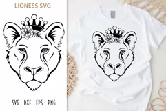 Lioness SVG - Female Lion with Crown & Flowers Cut File