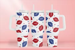 lips 4th of july 40oz quencher tumbler sublimation full wrap SVG high resolution transparent background