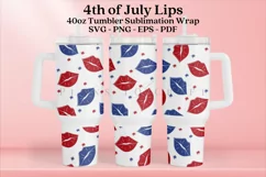 lips 4th of july 40oz quencher tumbler sublimation full wrap SVG high resolution transparent background