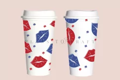 Lips 4th of july starbucks 16oz hot cup tumbler wrap svg presized template for tumbler grande suitable for cricut and silhouette