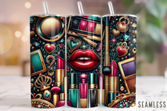 Makeup Tumbler Wrap, Makeup Artist Tumbler PNG, Makeup PNG Product Image 1