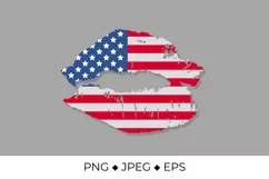 American patriotic lips. Lipstick kiss. USA Independence Day Product Image 1