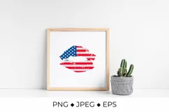 American patriotic lips. Lipstick kiss. USA Independence Day Product Image 3
