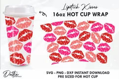 Lipstick Kisses No Hole Starbucks 16oz Hot Cup Wrap SVG Product Image 1