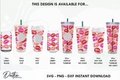 Lipstick Kisses Starbucks No Gap 24oz Acrylic Tumbler Wrap Product Image 3