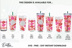 Lipstick Kisses No Gap Starbucks Wrap SVG | 24oz Cold Cup Product Image 3