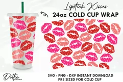 Lipstick Kisses No Gap Starbucks Wrap SVG | 24oz Cold Cup Product Image 1