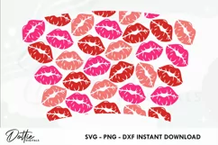 Lipstick Kisses No Gap Starbucks Wrap SVG | 24oz Cold Cup Product Image 2