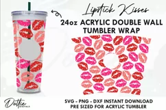Lipstick Kisses Starbucks 24oz Acrylic Tumbler Cup Vector Product Image 1