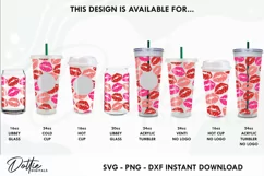Lipstick Kisses Starbucks 24oz Acrylic Tumbler Cup Vector Product Image 3