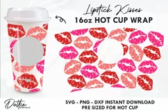 Lipstick Kisses Starbucks 16oz Hot Cup Wrap SVG Vector Product Image 1