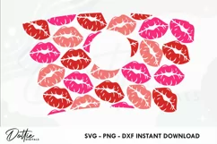 Lipstick Kisses Starbucks 16oz Hot Cup Wrap SVG Vector Product Image 2