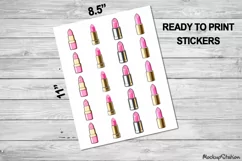 Lipstick Printable Stickers Sheet PNG, Fashion for Girls Product Image 2
