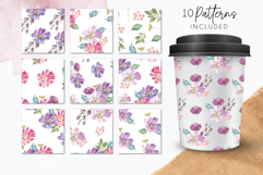 Watercolour Pink Flower Patterns Bouquets Frames Elements Product Image 2