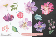 Watercolour Pink Flower Patterns Bouquets Frames Elements Product Image 4