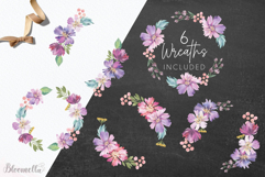 Watercolour Pink Flower Patterns Bouquets Frames Elements Product Image 5