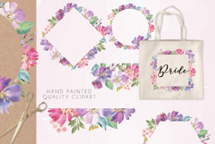 Watercolour Pink Flower Patterns Bouquets Frames Elements Product Image 6