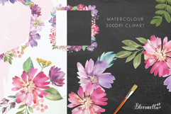 Watercolour Pink Flower Patterns Bouquets Frames Elements Product Image 7
